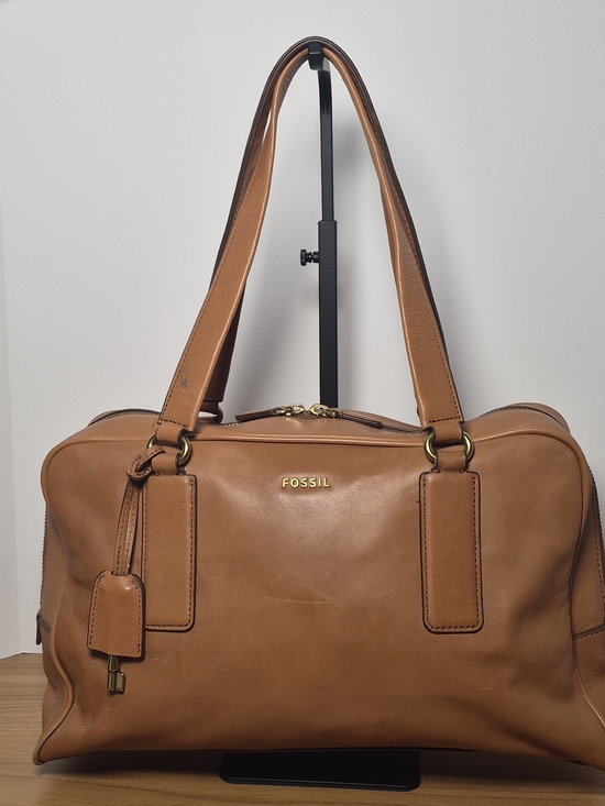 Fossil Handbags - Fossil Maddox Leather Satchel Cognac Brown Shoulder Bag Doctor Bag Handbag
